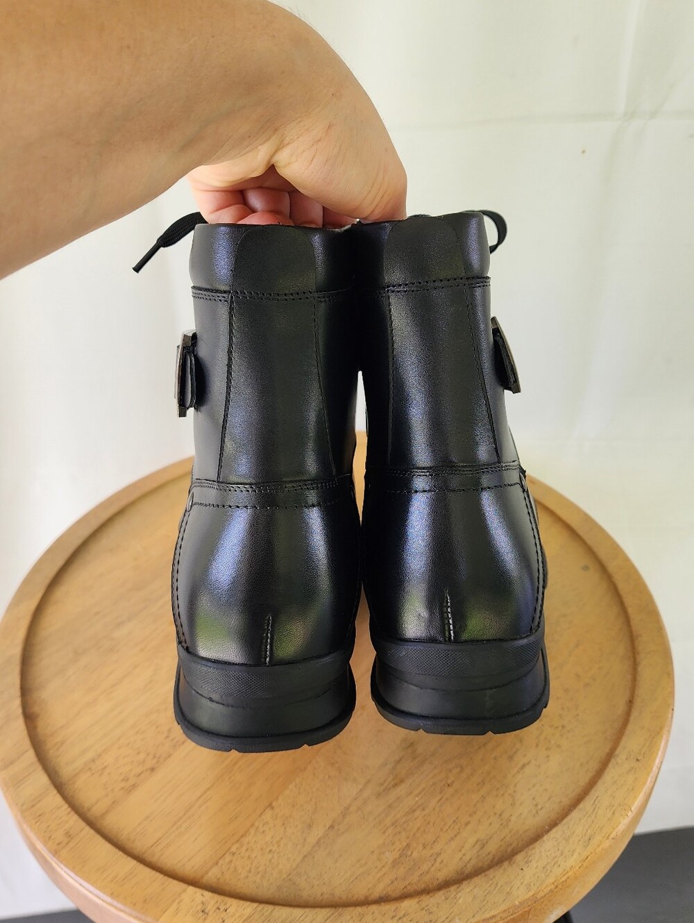 Calto Mens Invisible Height Increasing Black Lace-Up Combat Boots Size 9 - Picture 4 of 10